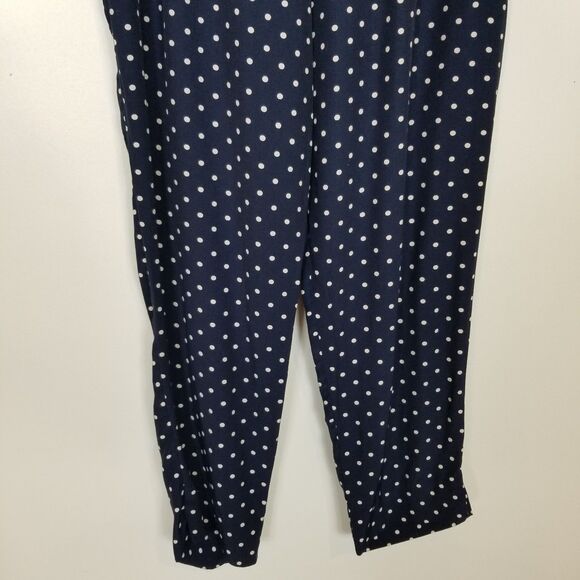 JOSEPH RIBKOFF Womens Sz 12 Polka Dot Pull On Ankle Pants Blue White Stretch - Picture 3 of 8